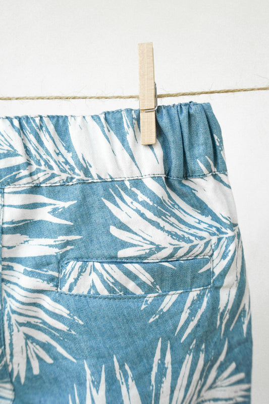 Denim palm shorts